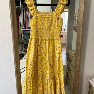 Kate Spade Yellow Floral Ruffle Dress